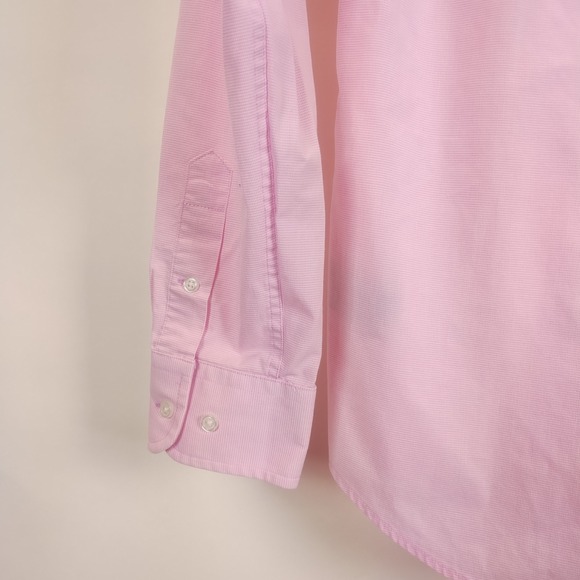 Lauren Ralph Lauren Long Sleeve Button Down Shirt Boys 18 Pink Logo Black Label - Picture 5 of 10